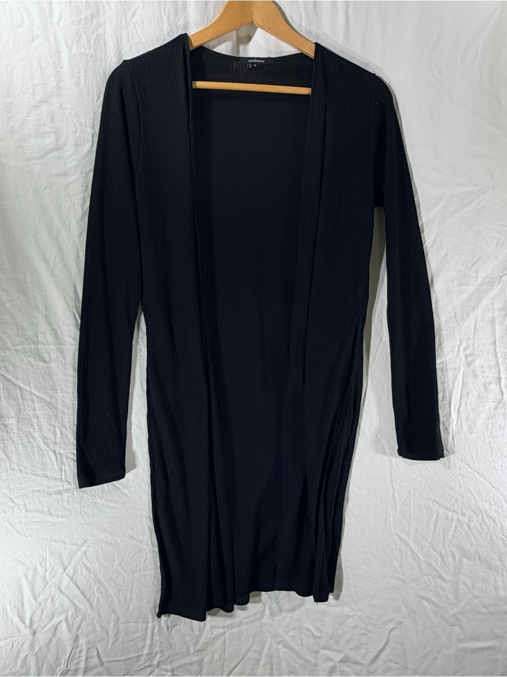 Ambiance Women's black Open Front Cardigan Sweater Size M Lightweight Draped